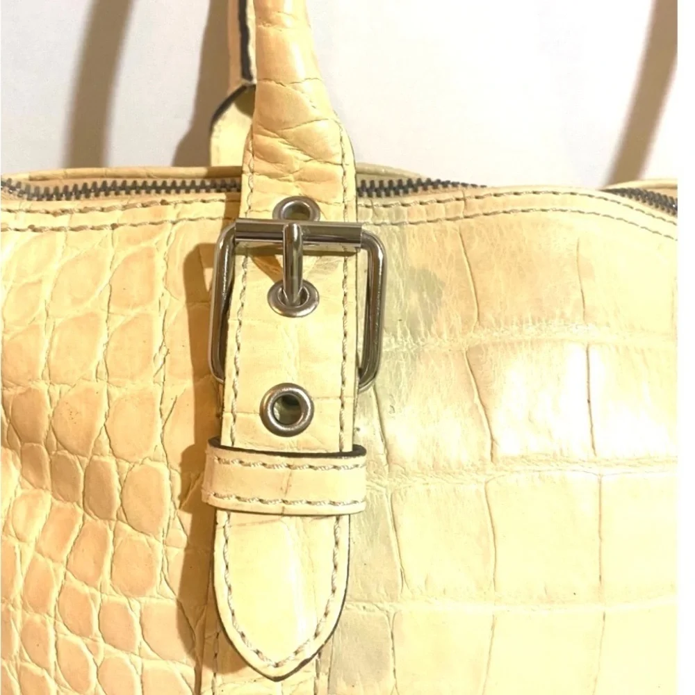 Dooney bourke Cream Croc-Embossed leather satchel Handbag